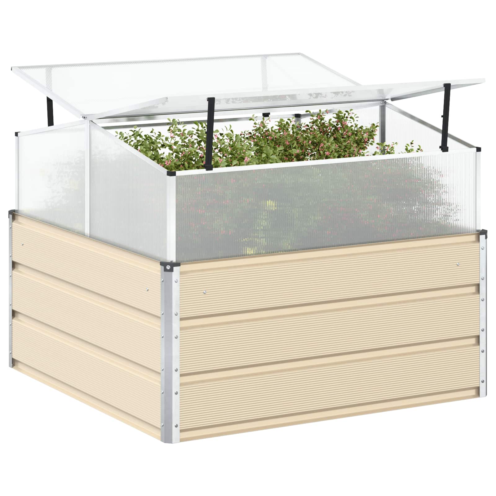 Vidaxl plantenbak ivoor 100 x 100 x 77 cm gegalvaniseerd staal
