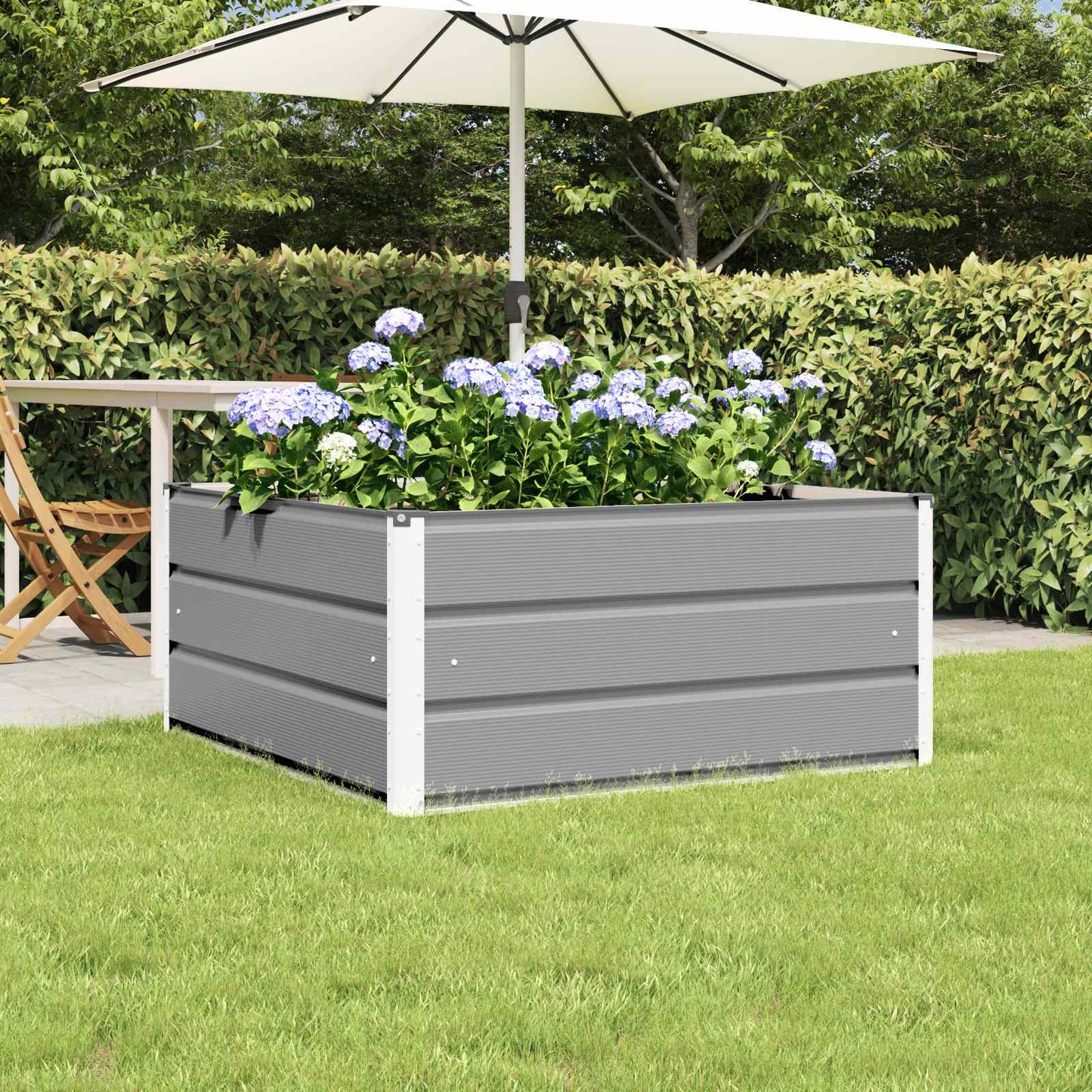 Vidaxl plantenbak lichtgrijs 100 x 100 x 45 cm staal
