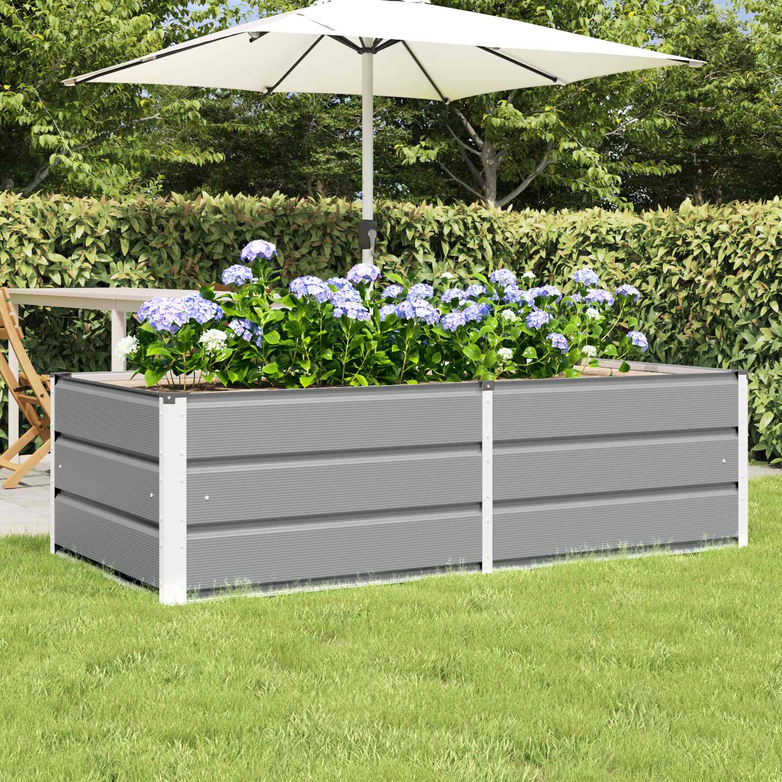 Jardinera vidaxx gris claro 160 x 80 x 45 cm acero