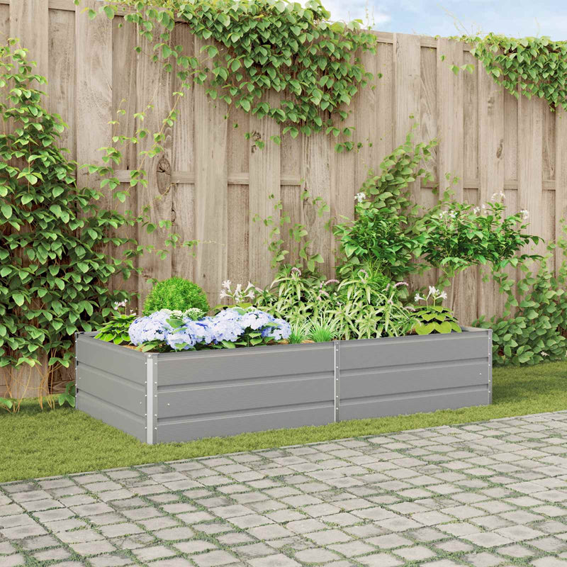 Jardinera vidaxl gris claro 195 x 100 x 45 cm acero galvanizado
