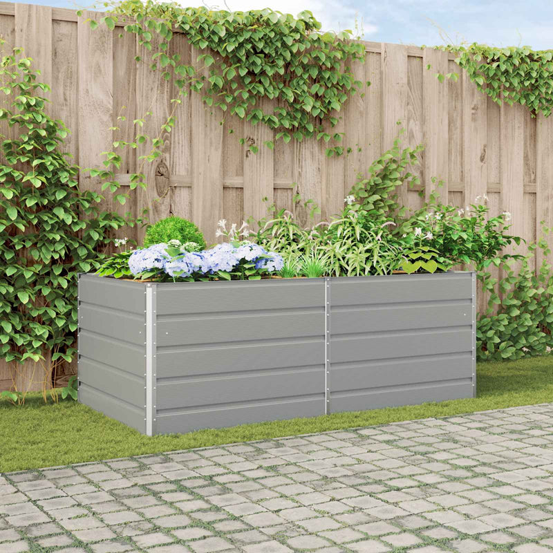 Jardinera vidaxl gris claro 195 x 100 x 45 cm acero galvanizado