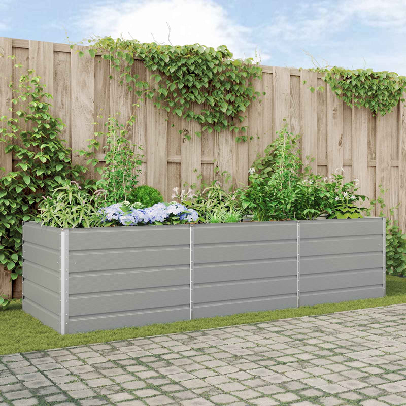 Jardinera vidaxl gris claro 195 x 100 x 45 cm acero galvanizado