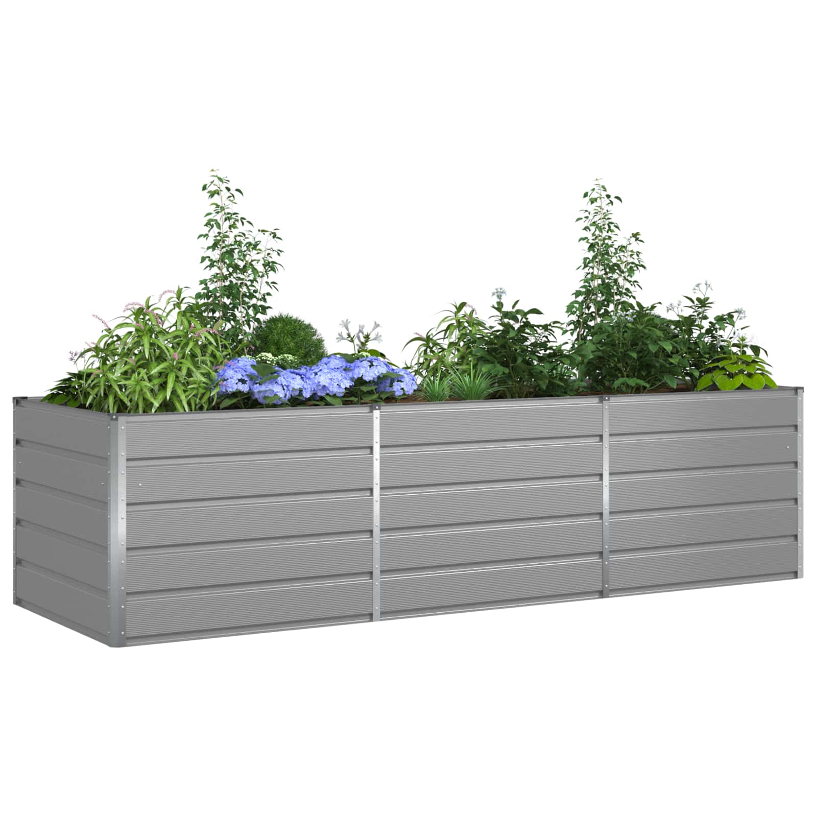 Jardinera vidaxl gris claro 195 x 100 x 45 cm acero galvanizado