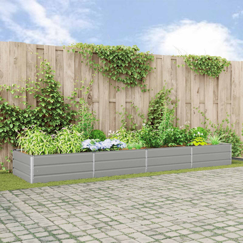 Jardinera vidaxl gris claro 195 x 100 x 45 cm acero galvanizado