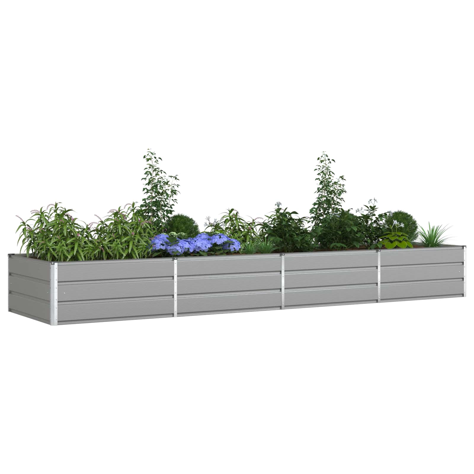 Jardinera vidaxl gris claro 195 x 100 x 45 cm acero galvanizado