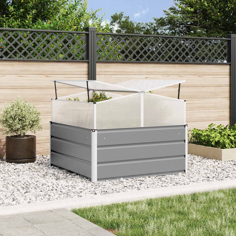 Jardinera vidaxx gris claro 100 x 100 x 77 cm acero galvanizado