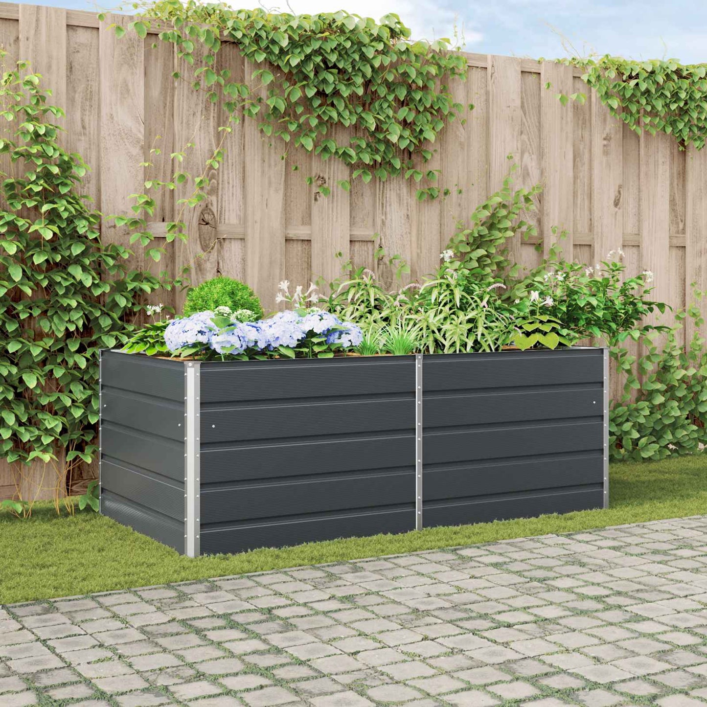 Jardinera vidaxx antracita 195 x 100 x 45 cm acero galvanizado