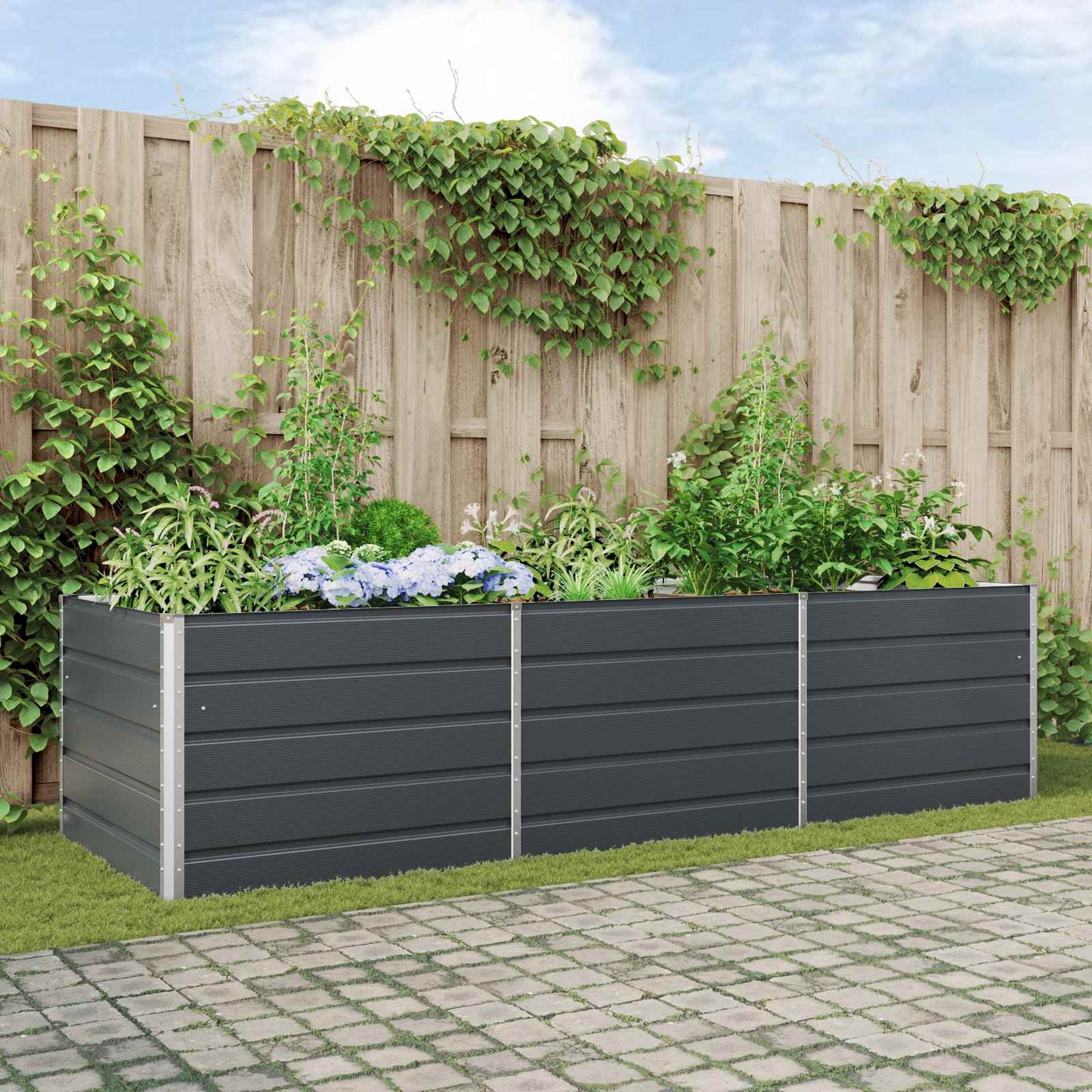 Jardinera vidaxx antracita 195 x 100 x 45 cm acero galvanizado