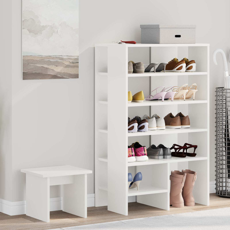 VidaXL scarpiera con ripiano con portaoggetti 2 pezzi in MDF bianco
