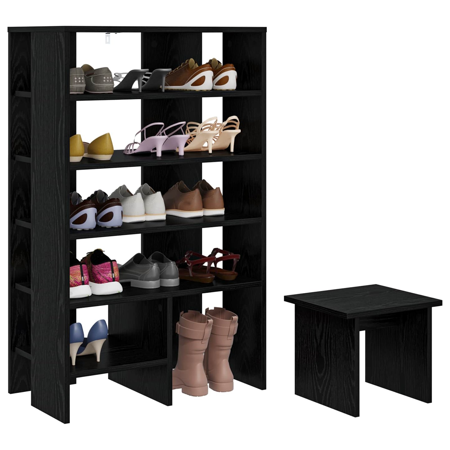 VidaXL zapatero con estante 2 piezas madera acabado roble negro