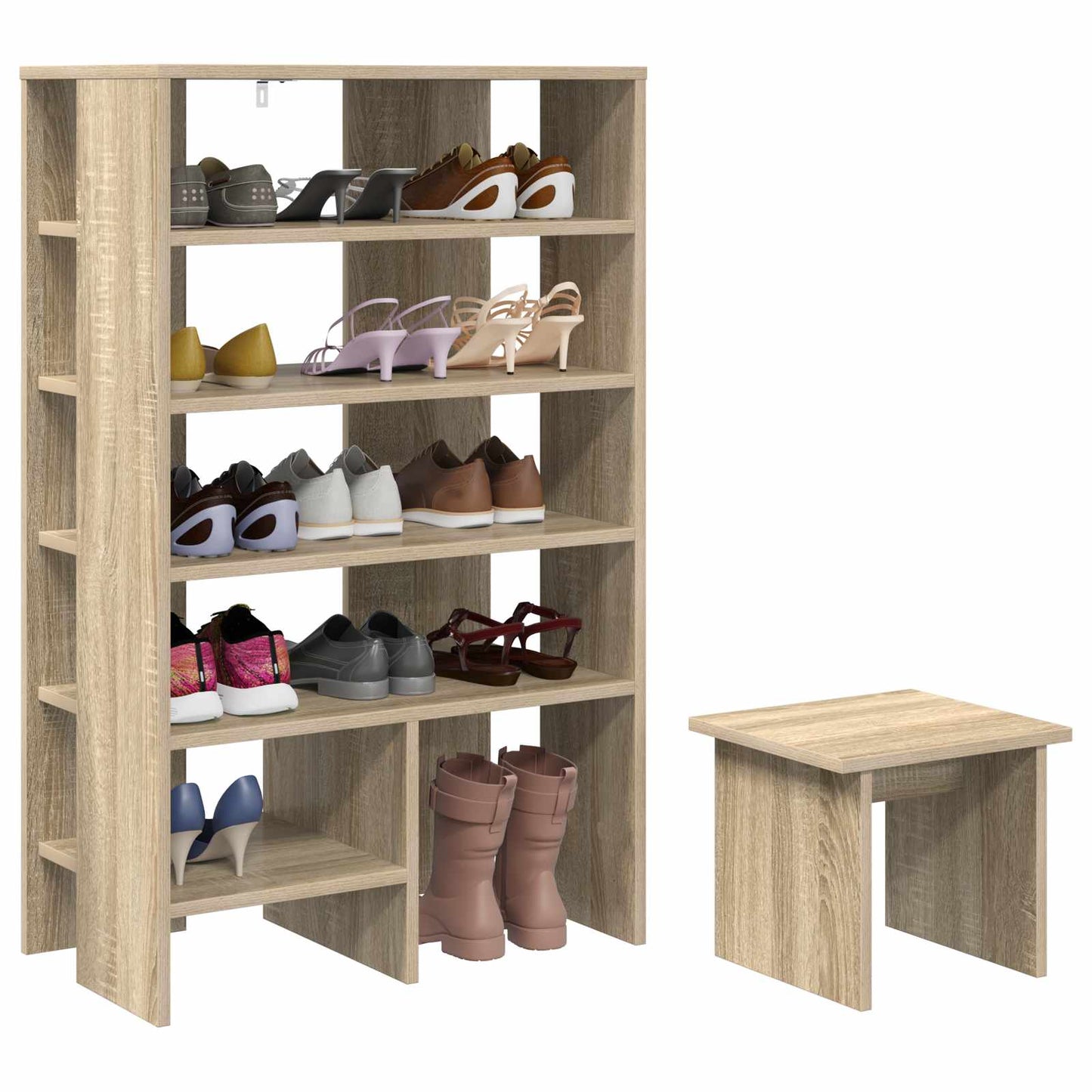 VidaXL zapatero con estante 2 piezas madera acabado roble sonoma