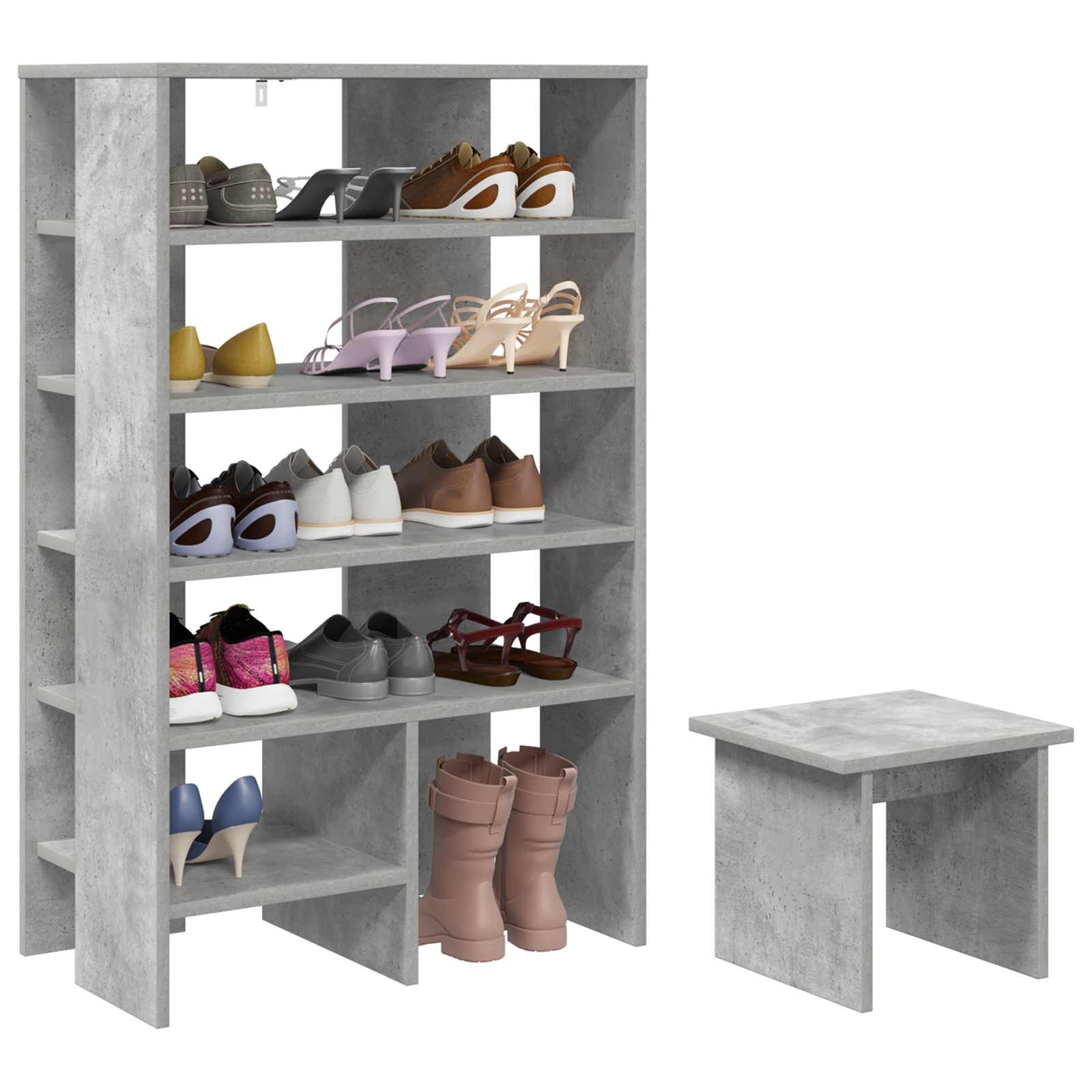 VidaXL zapatero con estante 2 piezas acabado madera gris hormigón