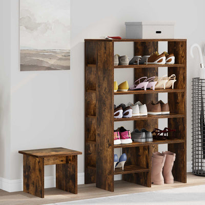 Scarpiera VidaXL con ripiano 2 pezzi in legno finitura rovere affumicato