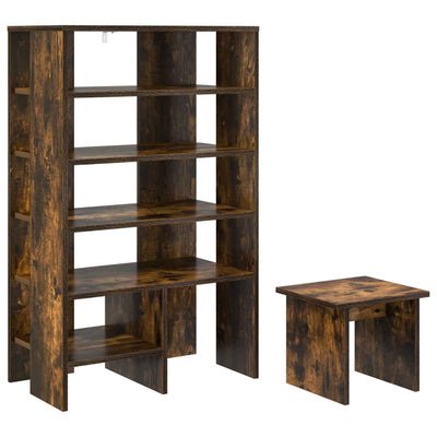Scarpiera VidaXL con ripiano 2 pezzi in legno finitura rovere affumicato