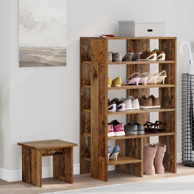 VidaXL scarpiera con ripiano con portaoggetti 2 pezzi in legno vecchio lavorato