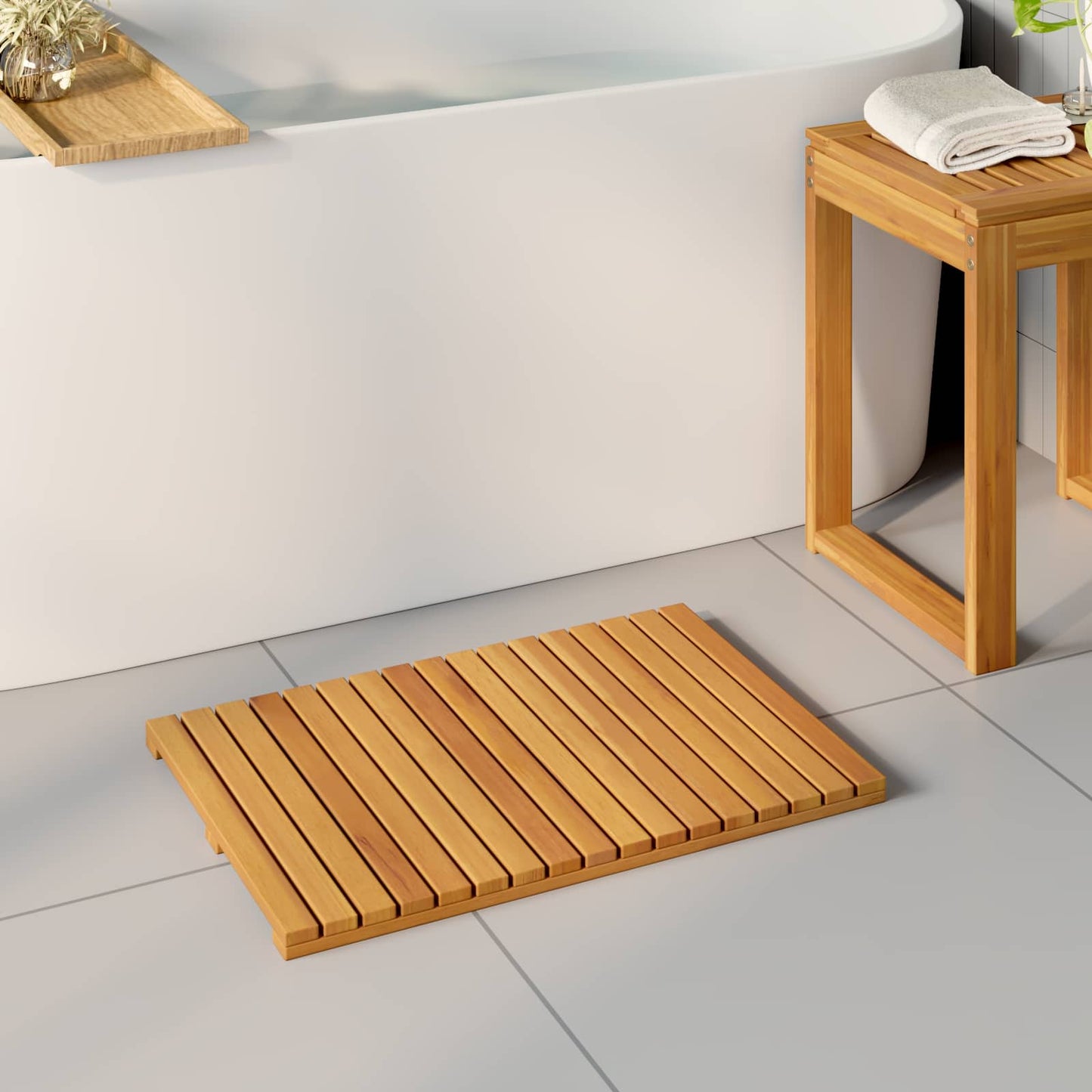 Vidaxxl alfombra de baño liso marrón 60 x 40 cm madera