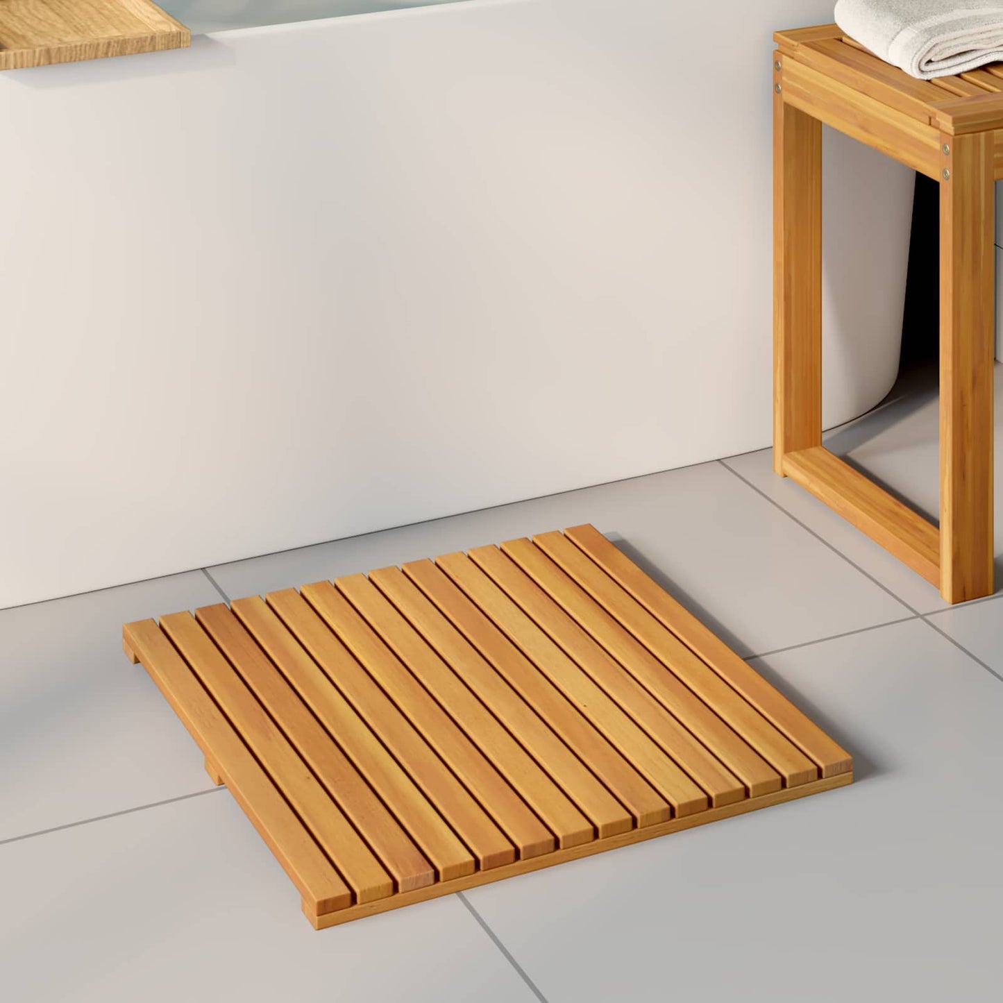 VidaXL alfombra de baño liso marrón 50 x 50 cm madera