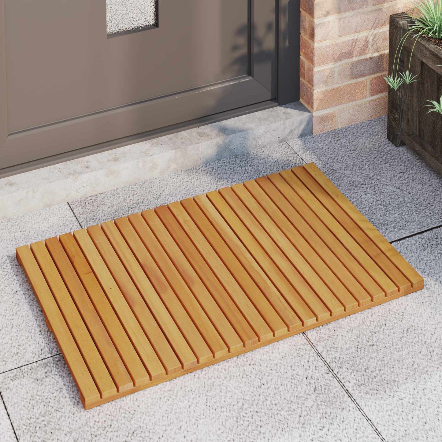 VidaXL alfombra de baño liso marrón 80 x 50 cm madera