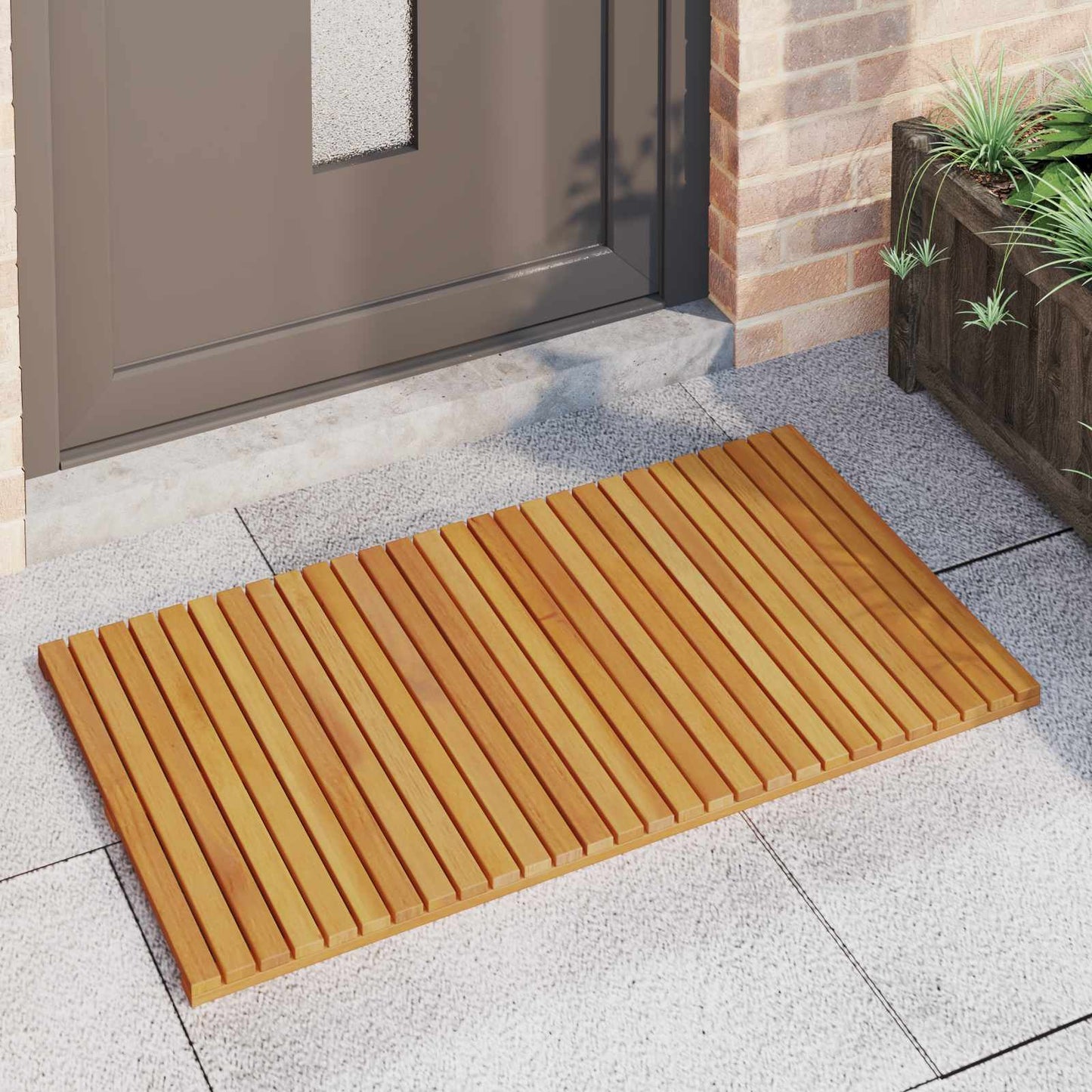 Vidaxxl alfombra de baño liso marrón 100 x 55 cm madera