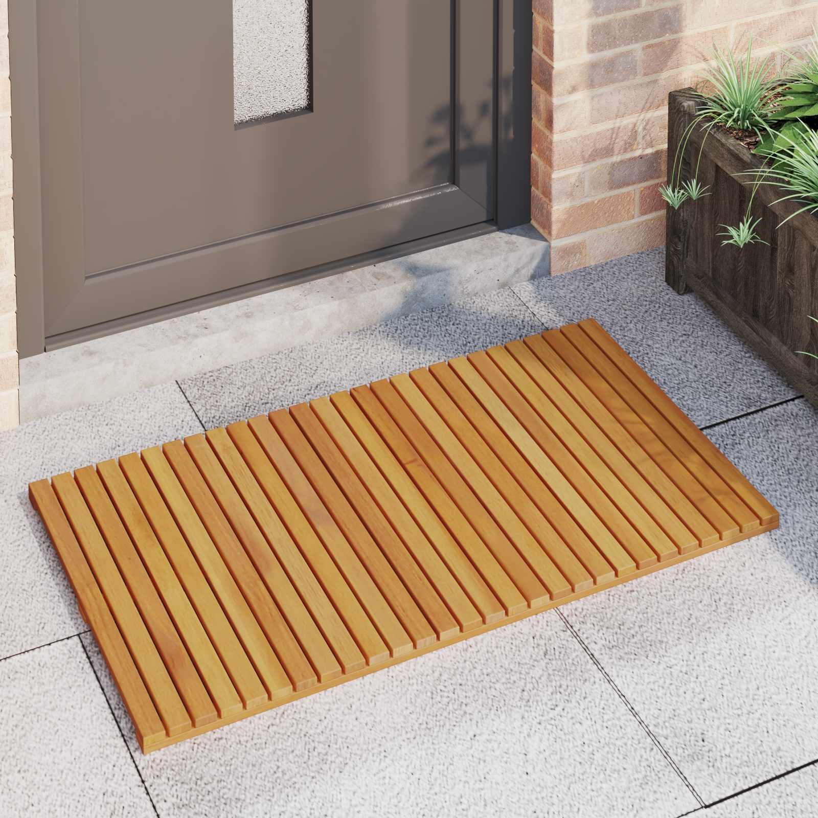 Vidaxl badmat effen bruin 100 x 55 cm hout