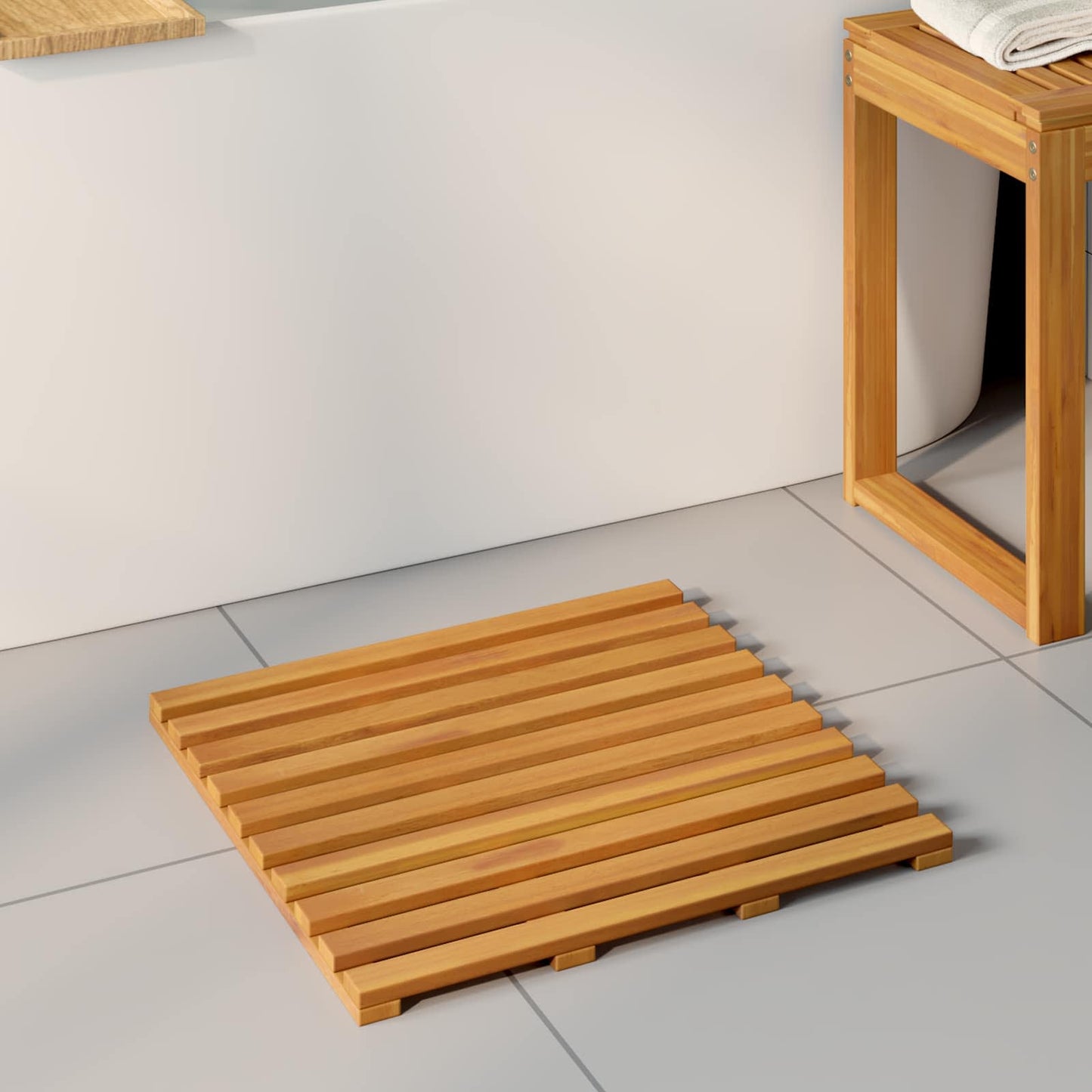 VidaXL alfombra de baño liso marrón 100 x 53 cm madera