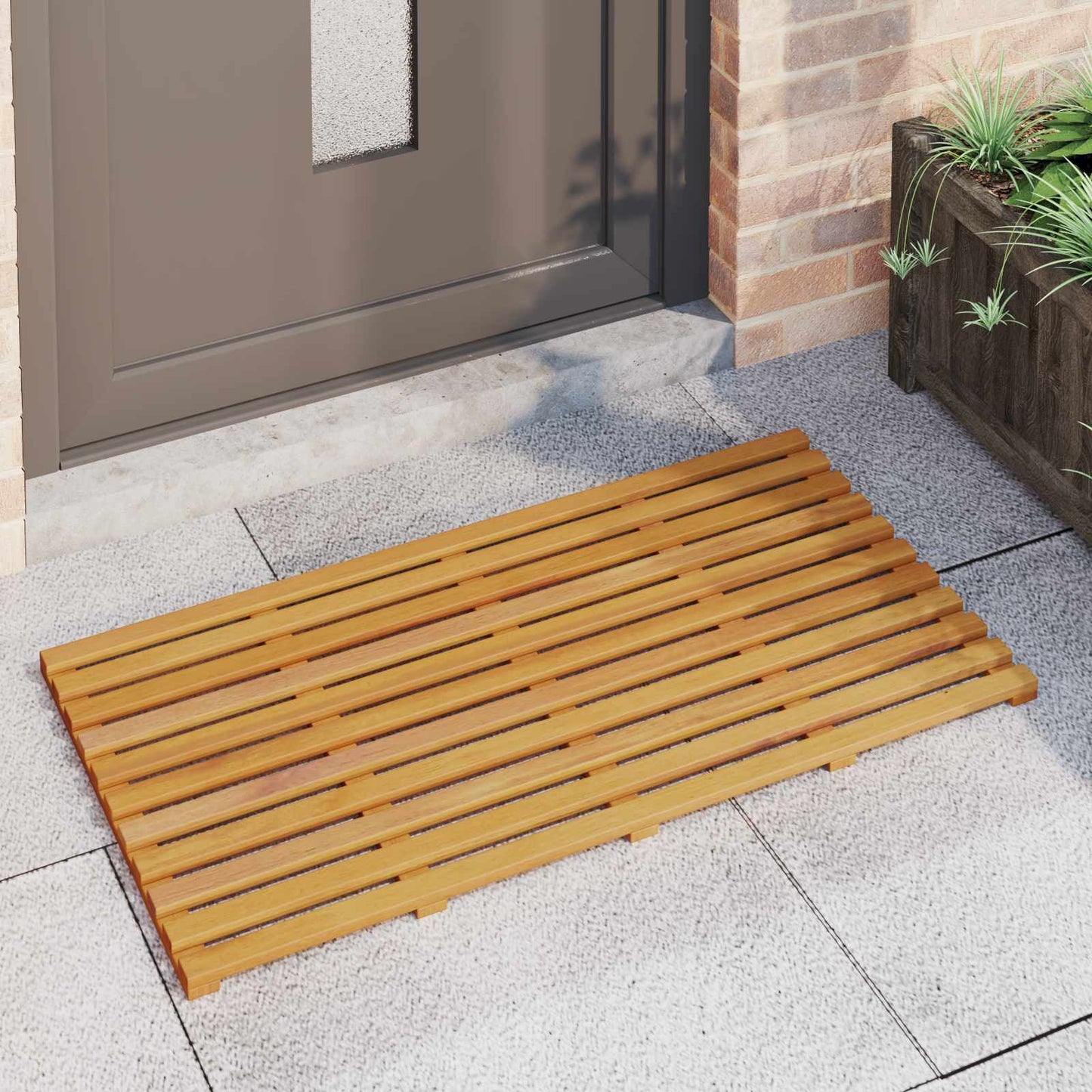 VidaXL alfombra de baño liso marrón 100 x 53 cm madera