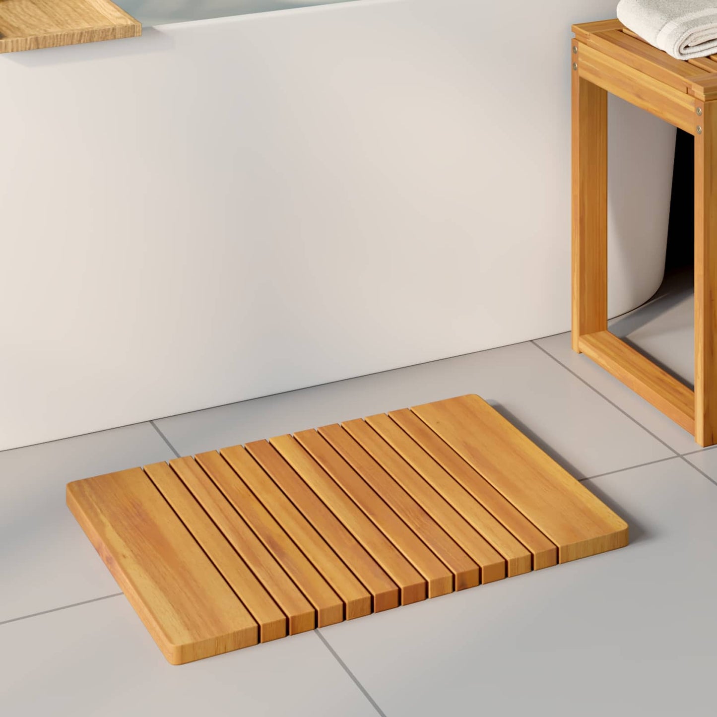 Vidaxxl alfombra de baño liso marrón 59 x 40 cm madera