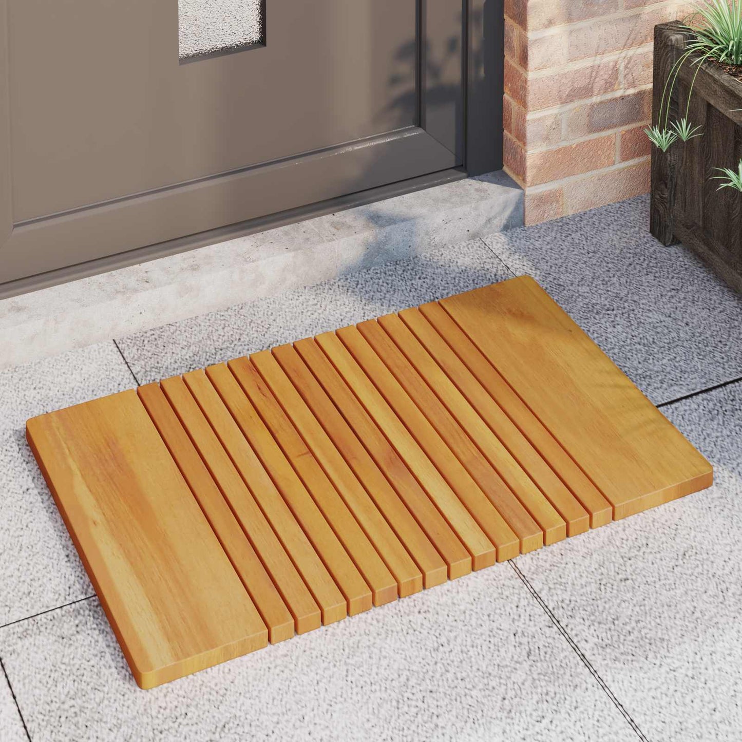 Vidaxxl alfombra de baño liso marrón 59 x 40 cm madera