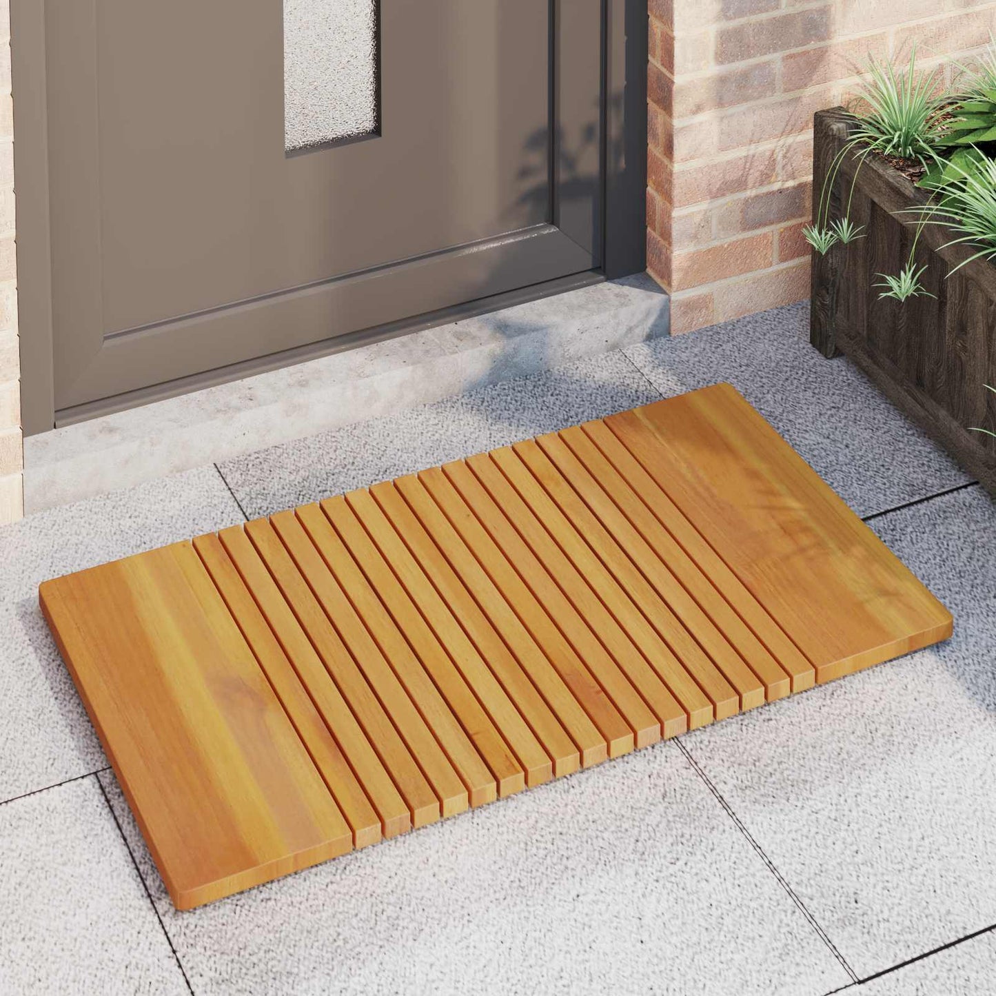 Vidaxxl alfombra de baño liso marrón 100 x 55 cm madera