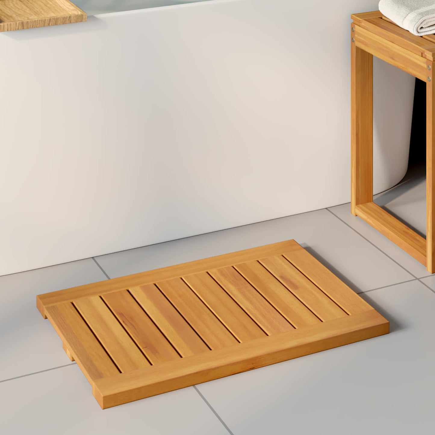 Vidaxxl alfombra de baño liso marrón 60 x 40 cm madera