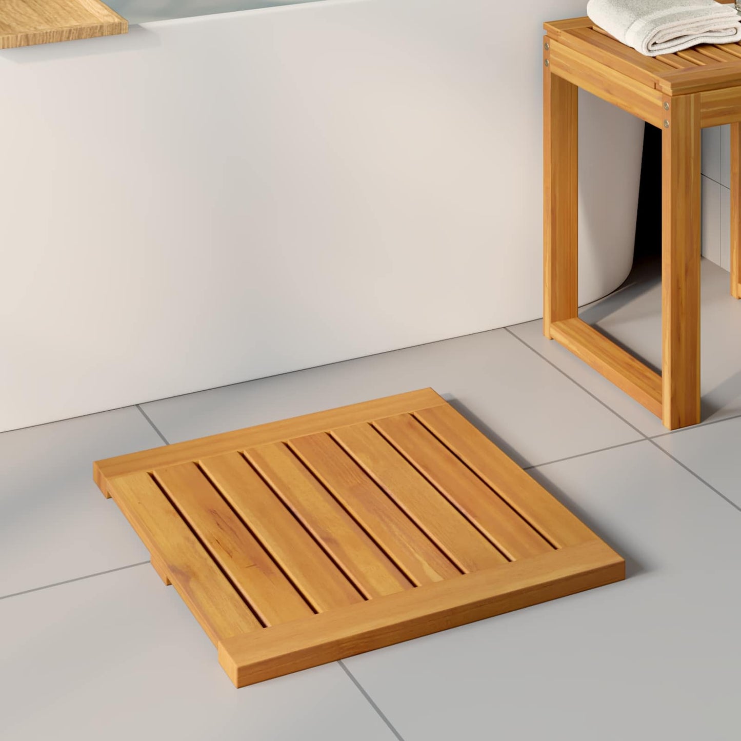 VidaXL alfombra de baño liso marrón 50 x 50 cm madera