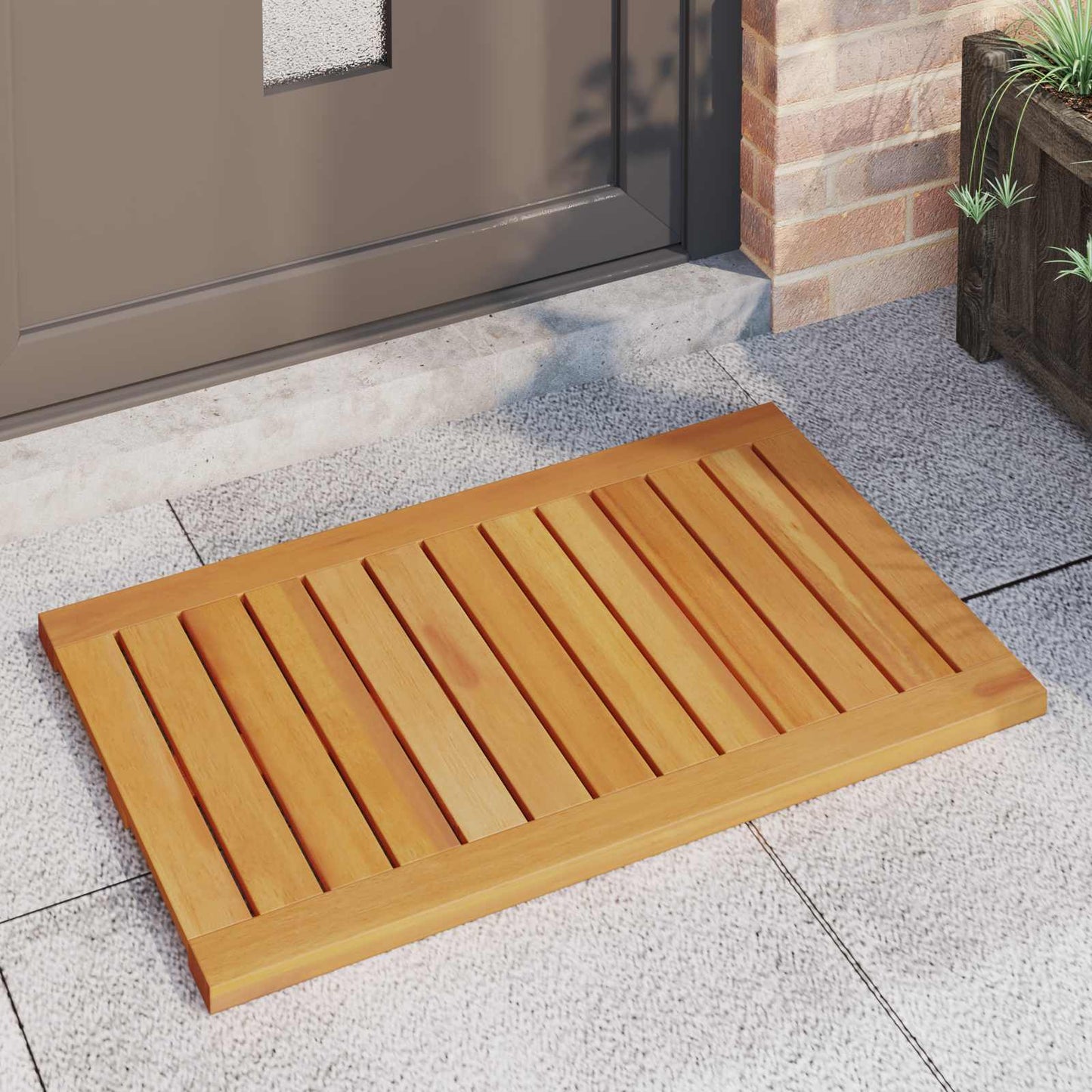 VidaXL alfombra de baño liso marrón 80 x 50 cm madera