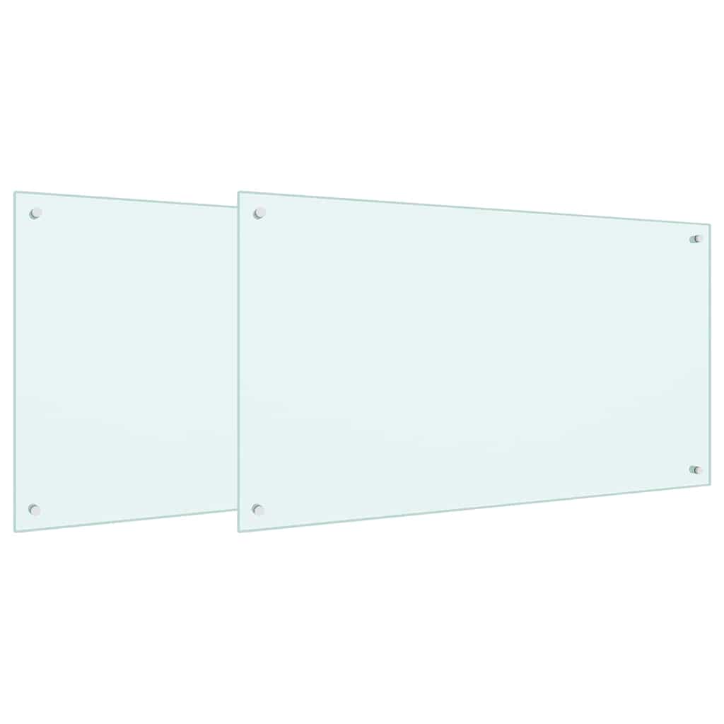 VidaXL salpicadero de cocina 2 uds blanco 100 x 60 cm vidrio templado