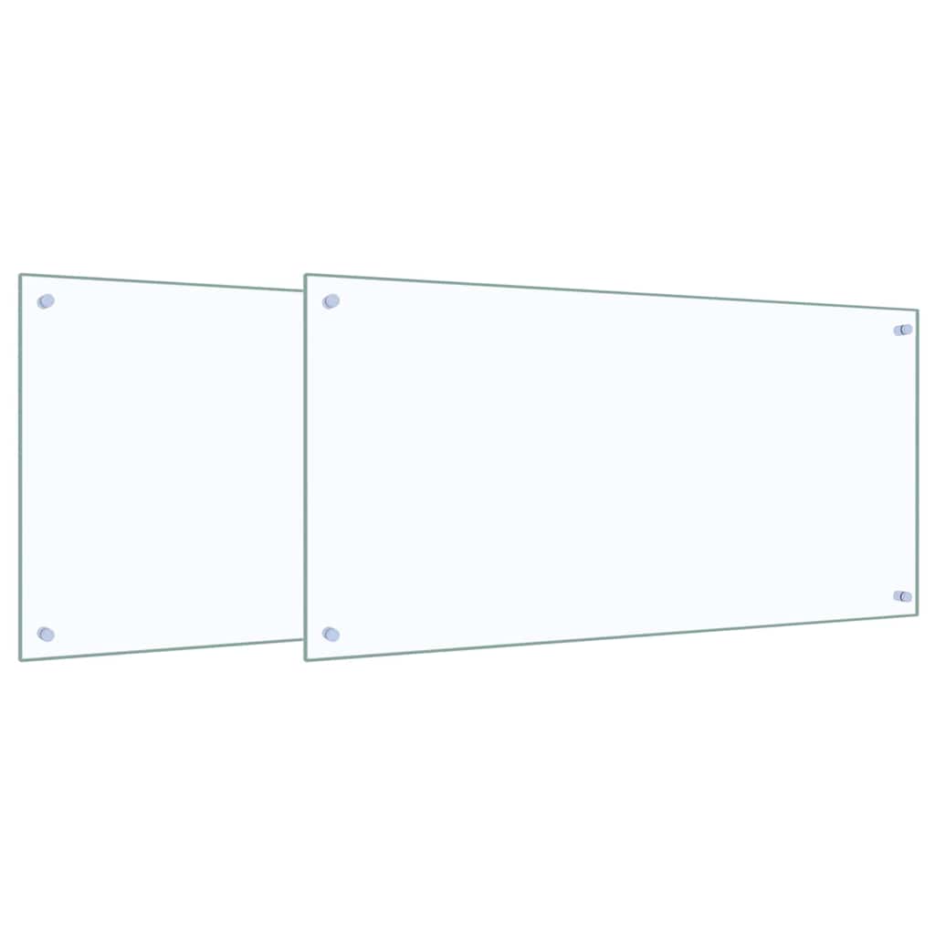 Vidaxxl salpicadero de cocina 2 uds cristal templado transparente 100 x 50 cm
