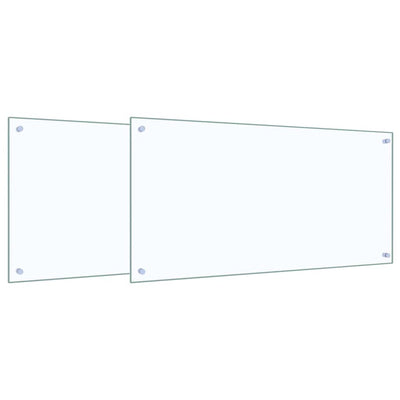 Vidaxxl salpicadero de cocina 2 uds cristal templado transparente 100 x 50 cm