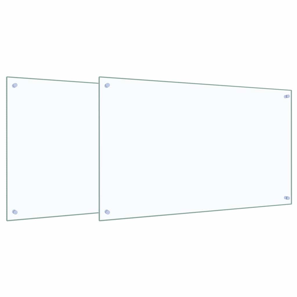 VidaXL salpicadero de cocina 2 uds cristal templado transparente 100 x 60 cm