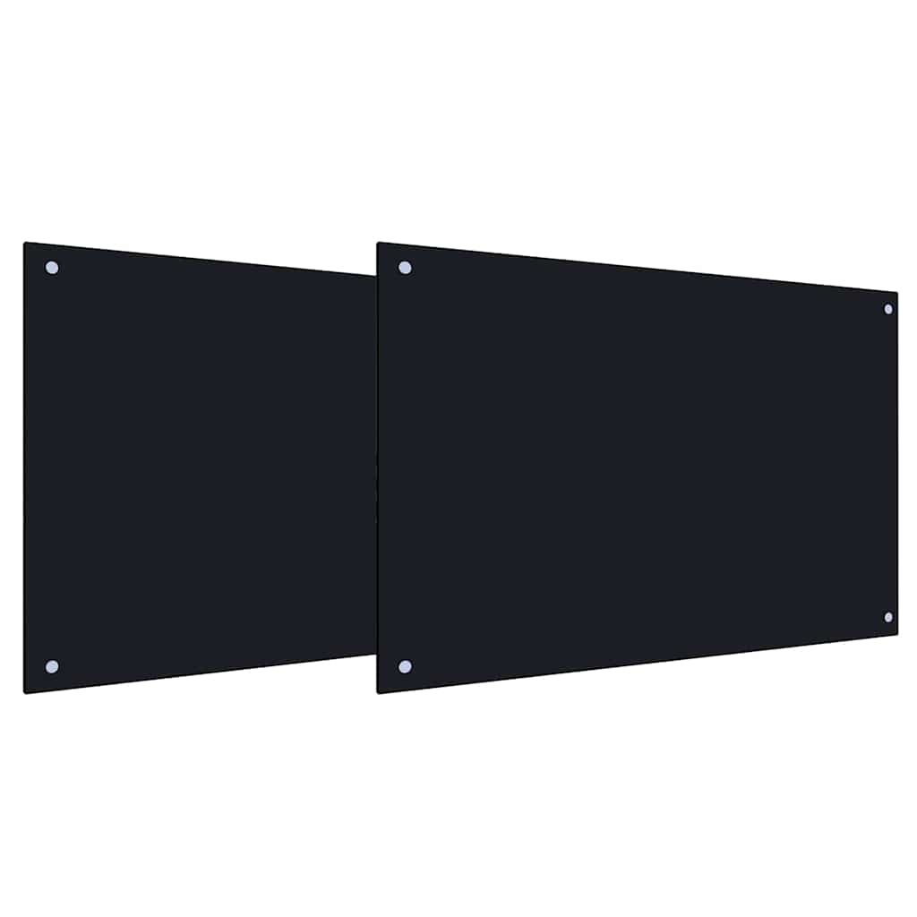 Vidaxxl salpicadero de cocina 2 piezas negro 90 x 50 cm vidrio templado