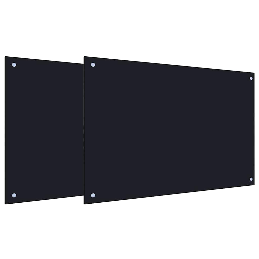 Vidaxxl salpicadero de cocina 2 piezas negro 90 x 60 cm vidrio templado