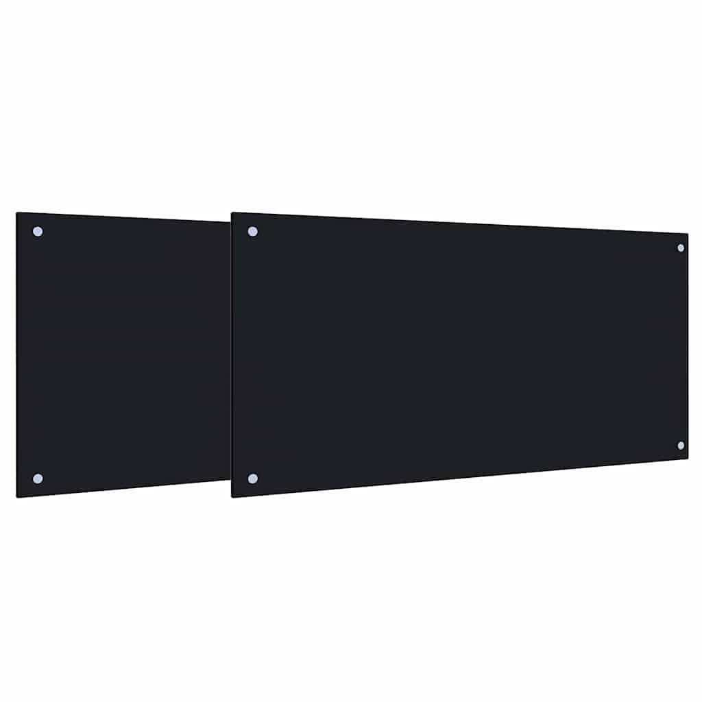 Vidaxxl salpicadero de cocina 2 piezas negro 100 x 50 cm vidrio templado