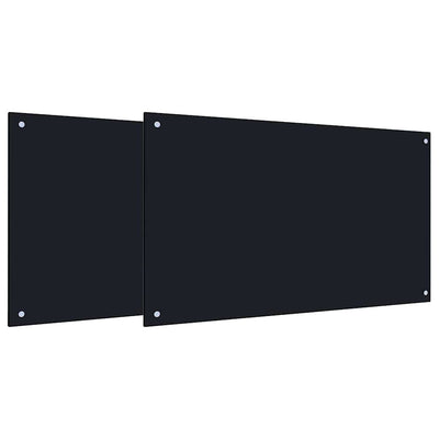 Vidaxl keuken spatscherm 2 pcs zwart 100 x 60 cm gehard glas