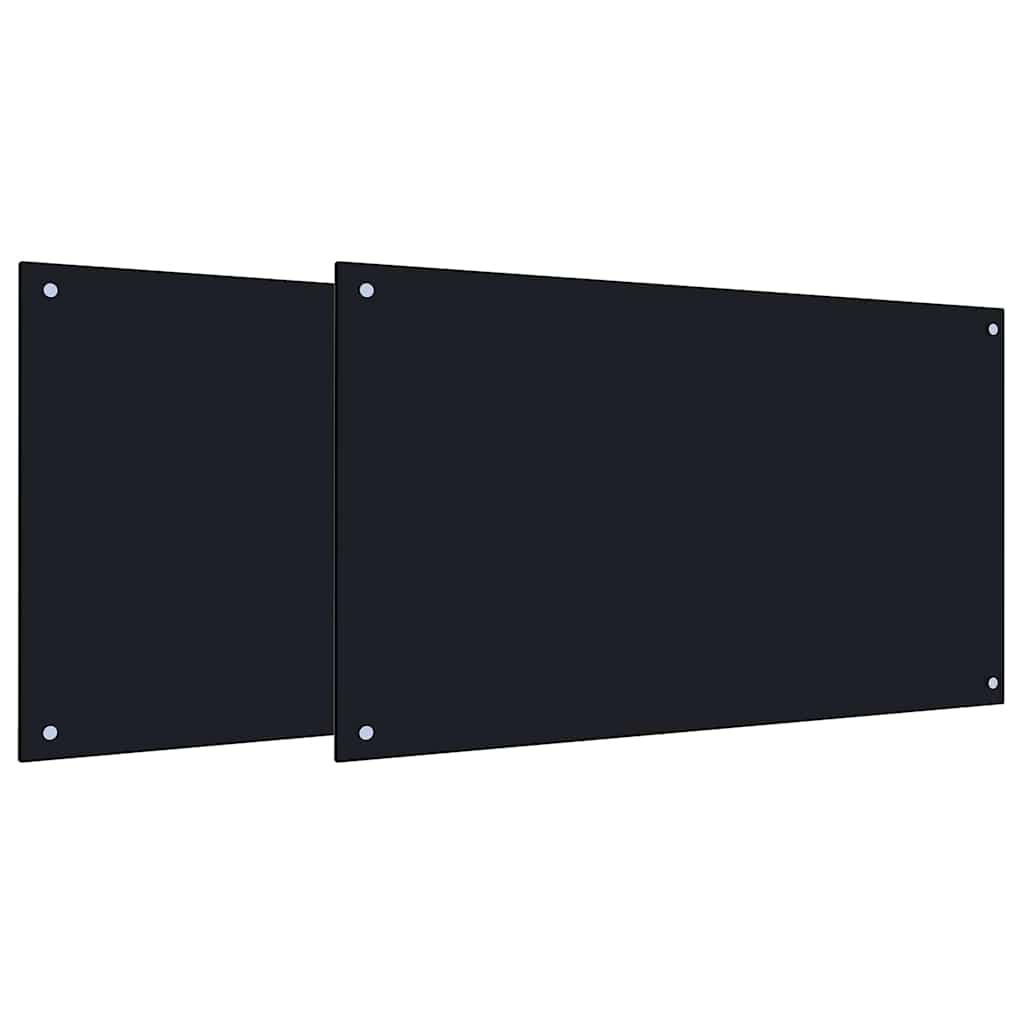 Vidaxxl salpicadero de cocina 2 piezas negro 100 x 60 cm vidrio templado
