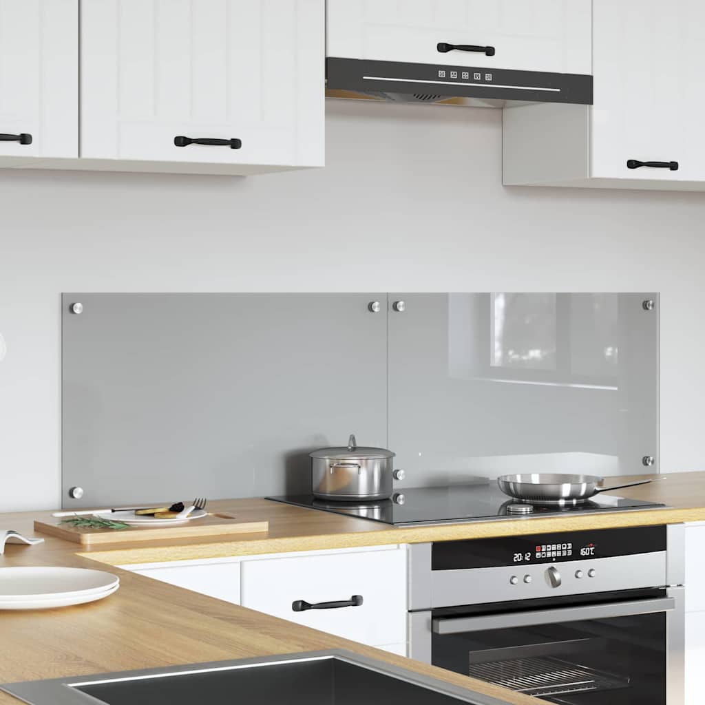 Vidaxxl salpicadero de cocina 2 piezas gris claro 70 x 40 cm vidrio templado