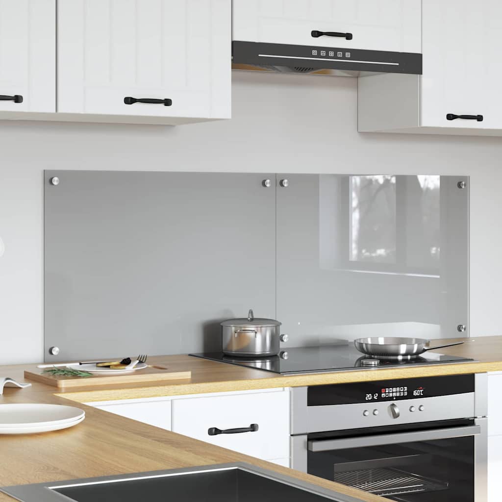 Vidaxxl salpicadero de cocina 2 piezas gris claro 70 x 50 cm vidrio templado