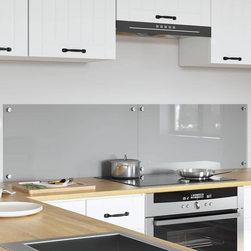 Vidaxxl salpicadero de cocina 2 piezas gris claro 80 x 40 cm vidrio templado