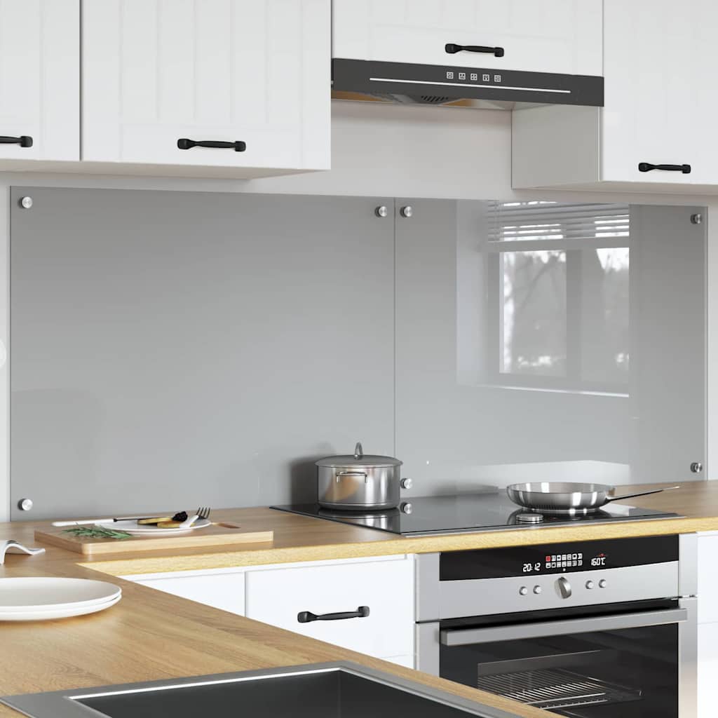Vidaxxl salpicadero de cocina 2 piezas gris claro 80 x 60 cm vidrio templado