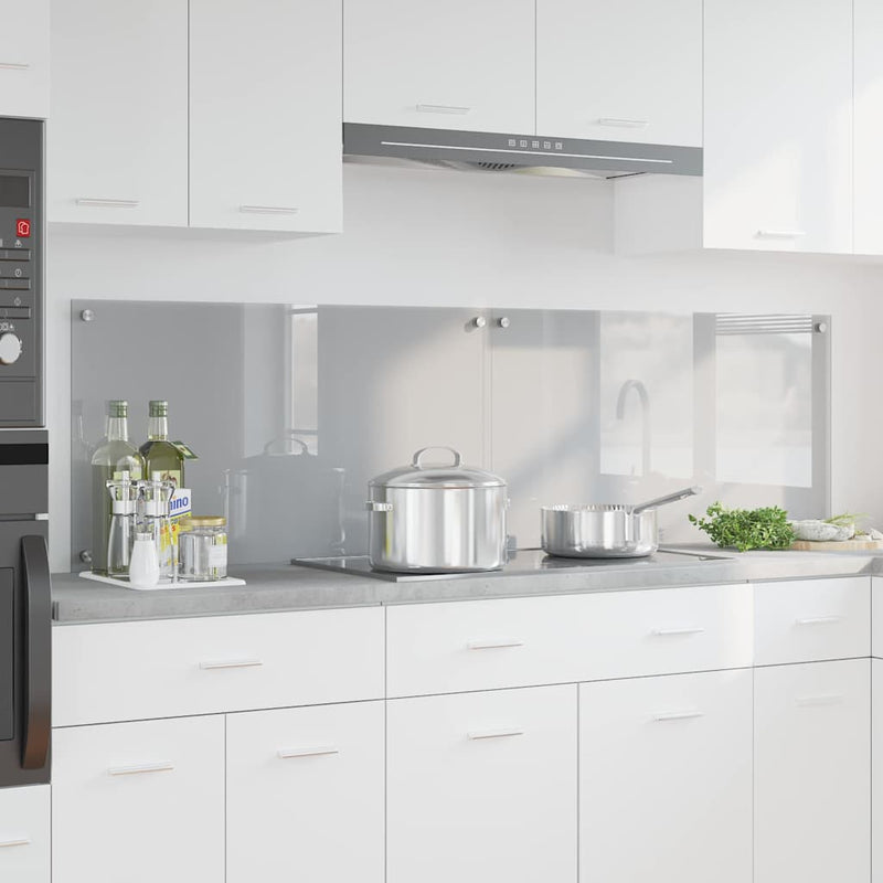 Vidaxxl salpicadero de cocina 2 piezas gris claro 90 x 50 cm vidrio templado