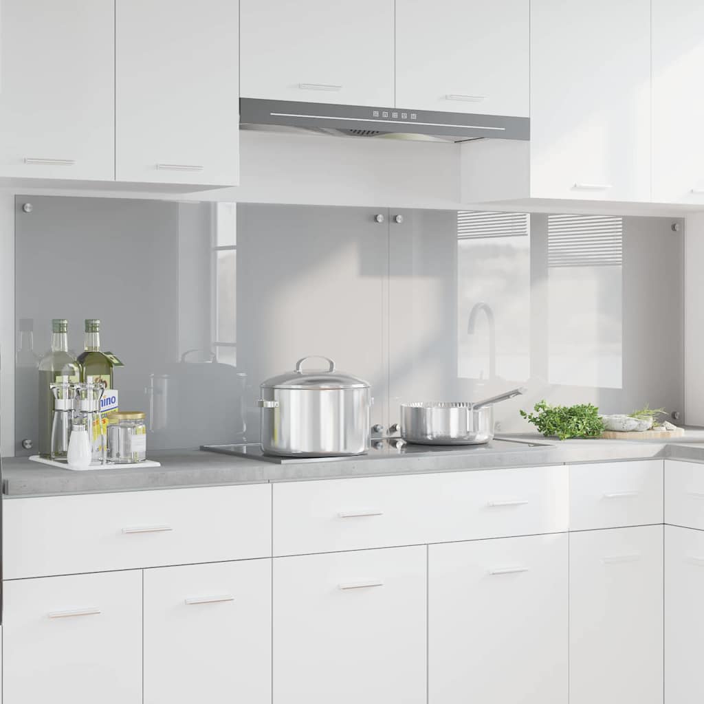 Paraschizzi cucina Vidaxxl 2 pezzi in vetro temperato grigio chiaro 100 x 60 cm