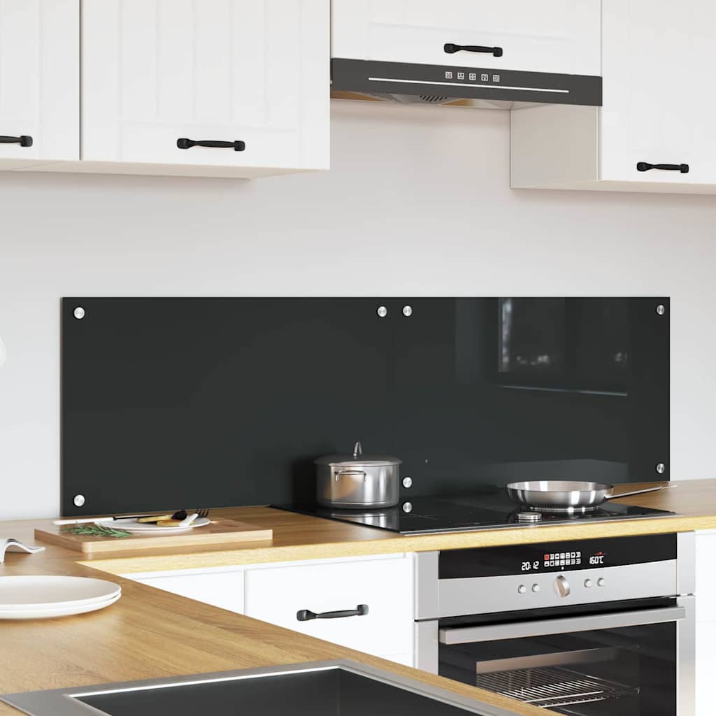Vidaxxl salpicadero de cocina 2 piezas gris oscuro 70 x 40 cm vidrio templado
