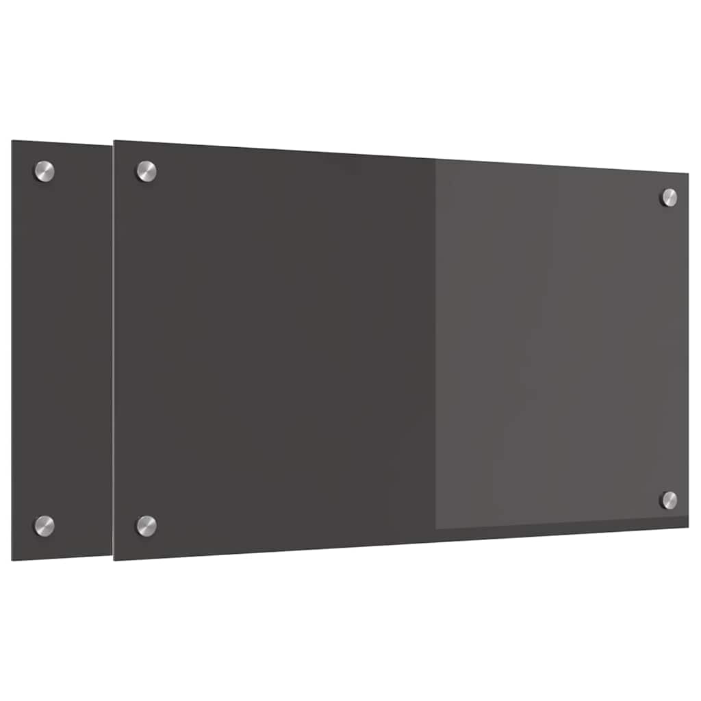 Vidaxxl salpicadero de cocina 2 piezas gris oscuro 70 x 40 cm vidrio templado
