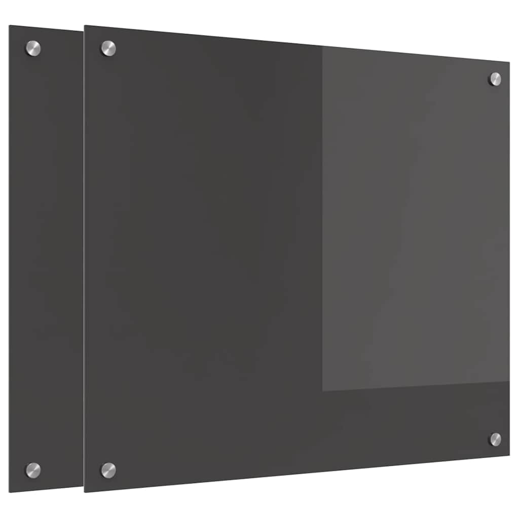 Vidaxxl salpicadero de cocina 2 piezas gris oscuro 70 x 60 cm vidrio templado
